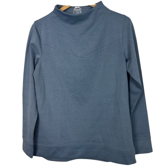 Slazenger Golf Top Womens Medium Blue Grey Funnel Neck Sweatshirt Outdoor Casual - Picture 1 of 10